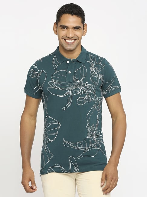 Basics Grey Cotton Muscle Fit Printed Polo T-Shirt-picture-11