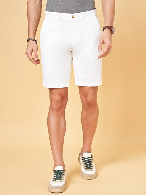 Byford by Pantaloons White Cotton Slim Fit Shorts
