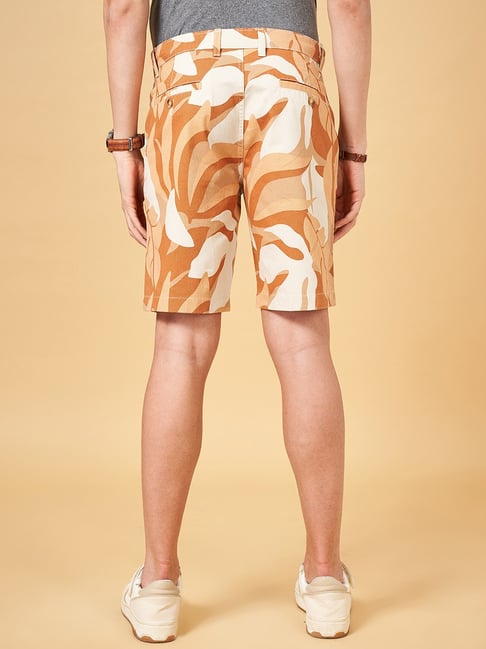 Urban Ranger by Pantaloons Khaki Cotton Slim Fit Printed Shorts