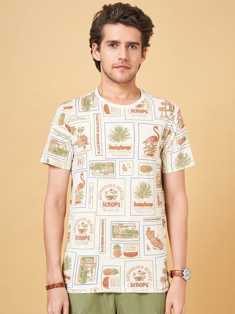 Urban Ranger by Pantaloons Vanilla Ice Cotton Slim Fit Printed T-Shirt-picture-38