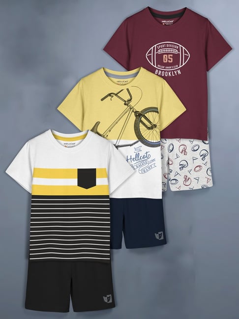 Buy HELLCAT Kids Multicolor Printed T-Shirt with Shorts for Girls