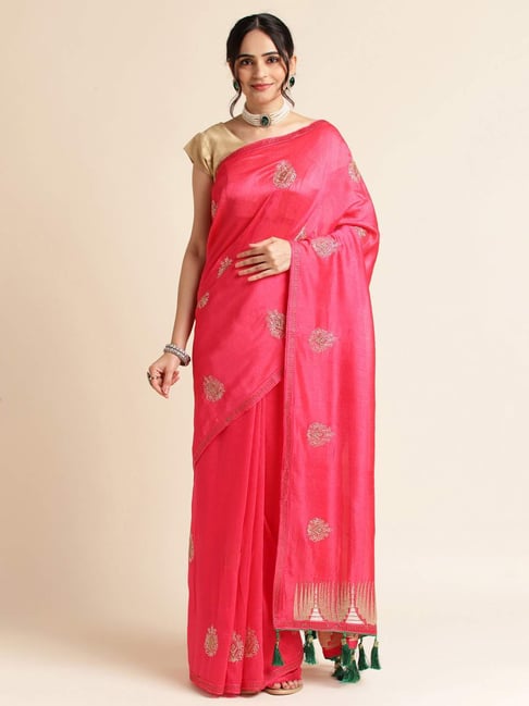 FABMORA Pink Embellished Saree With Unstitched Blouse-picture-40