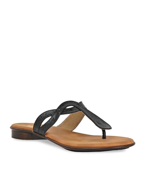 Rocia by Regal Women's Black T-Strap Sandals