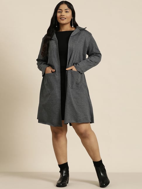 Qurvii + Dark Grey Fleece Long Jacket-picture-44