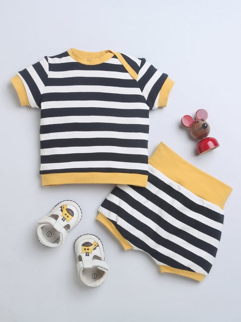 Nino Bambino Kids Black White Striped T-Shirt with Shorts