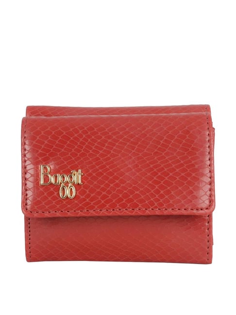 Baggit London Seal Red PU Solid Tri-Fold Wallet