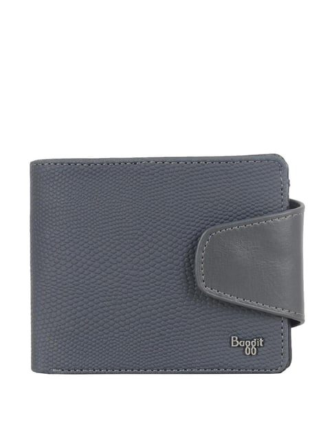 Buy Baggit Adan Poul Blue PU Textured Bi-Fold Wallet Online At