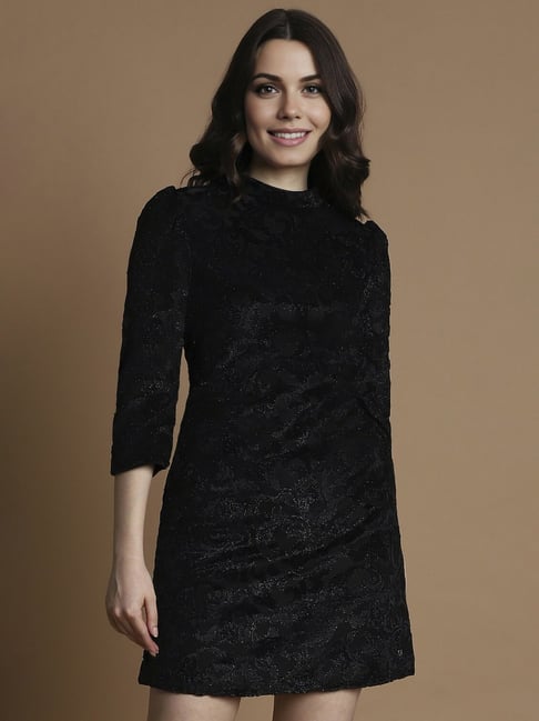 Allen Solly Black Embellished Bodycon Dress-picture-37