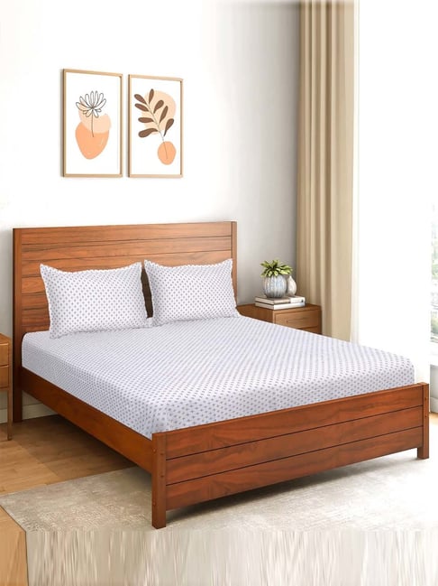 Saral Home Neri White 200 TC Microfiber Soft Queen Bedsheet with 2 Pillow Covers-picture-12