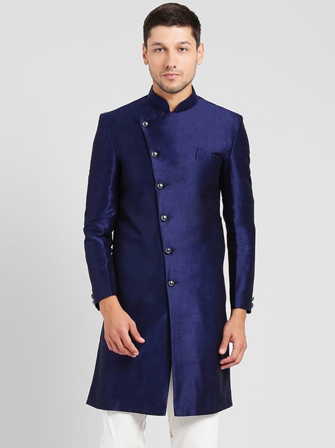Kisah Blue Regular Fit Sherwani Jacket