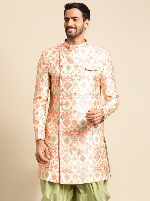 Kisah Multicolored Regular Fit Embroidered Sherwani Jacket