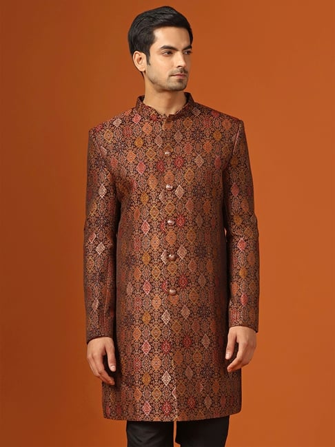 Kisah Multicolored Regular Fit Printed Sherwani Jacket