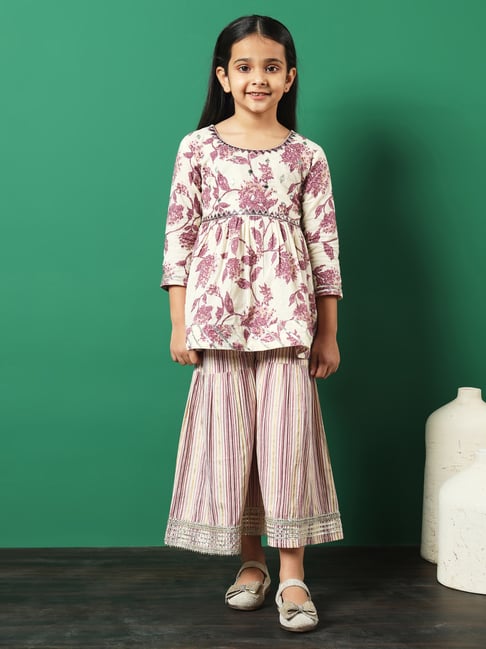 READIPRINT FASHIONS Kids Mauve Printed Kurti with Gharara-picture-43