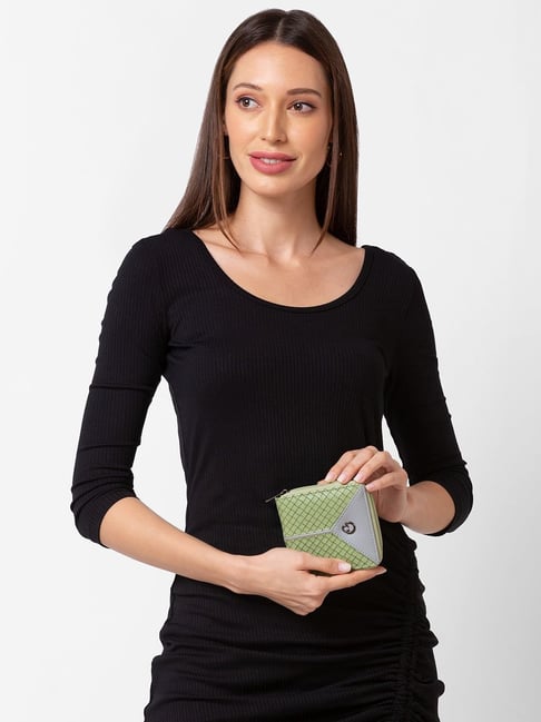 Caprese Arlisa Green Faux Leather Printed Zip Around Wallet-picture-24