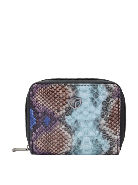 Caprese Hilda Teal Faux Leather Animal Effect Zip Around Wallet-picture-37