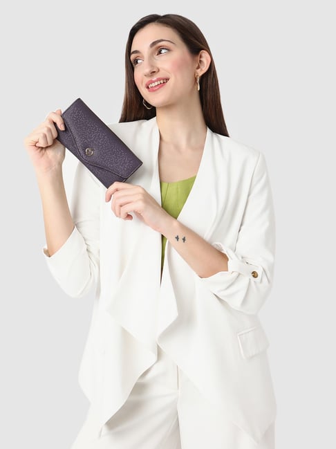 Caprese Ingrid Plum Faux Leather Textured Wallet-picture-16