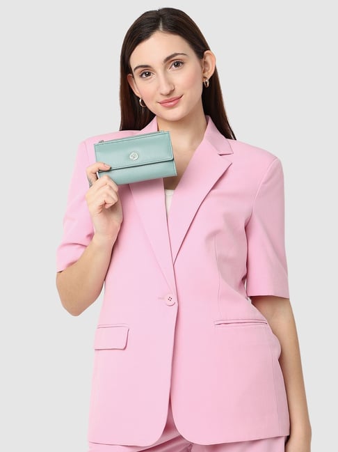 Caprese Luzie Mint Faux Leather Solid Tri-Fold Wallet