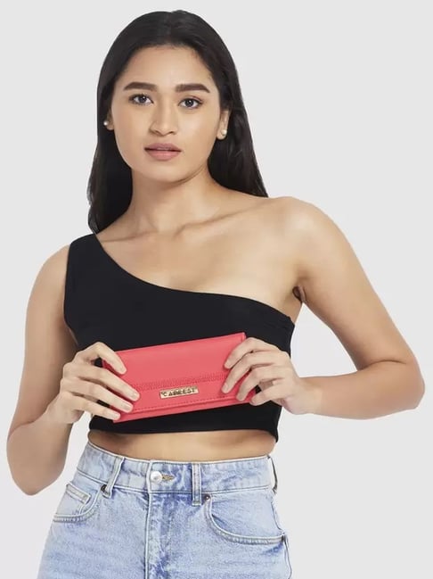 Caprese Uv1 Coral Faux Leather Solid Wallet