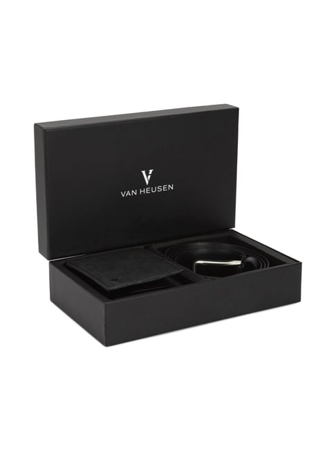 Van Heusen Black Leather Textured Formal Belt for Men-picture-41