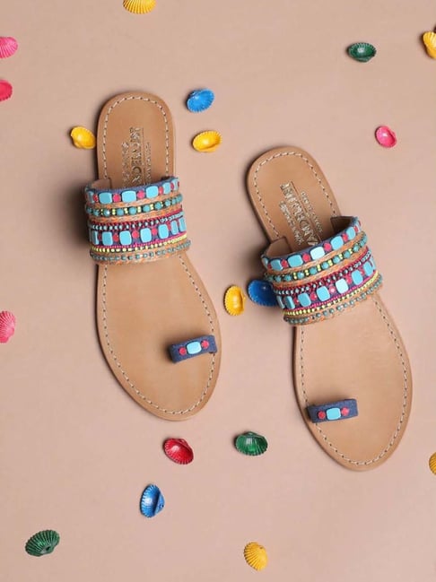 Tao Paris Women's Marrakesh Blue Toe Ring Sandals-picture-35