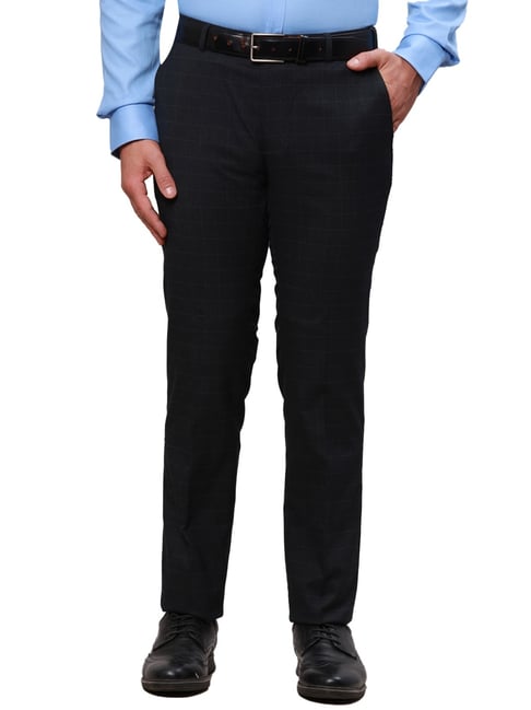 Raymond Blue Classic Fit Checks Trousers-picture-18