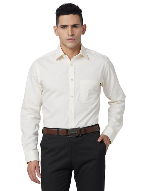 Raymond Beige Cotton Classic Fit Shirts