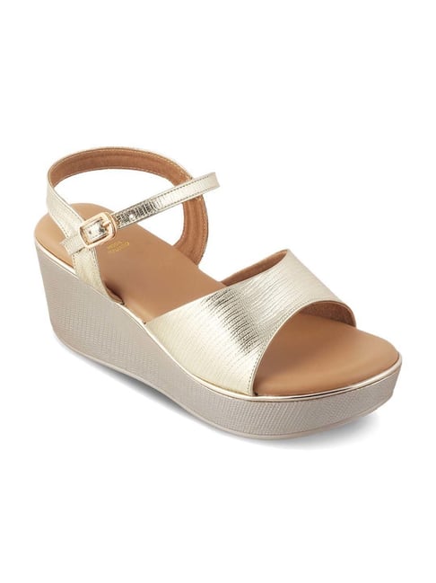Buy Tresmode Women's Golden Ankle Strap Wedges for Women at Best
