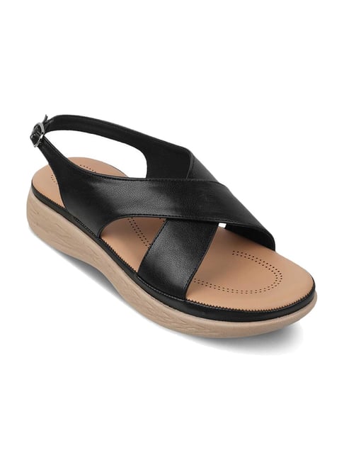 Buy Tresmode Women's Black Back Strap Wedges for Women at Best