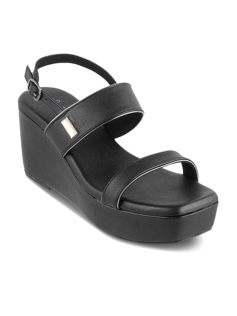 Buy Tresmode Women's Black Back Strap Wedges for Women at Best