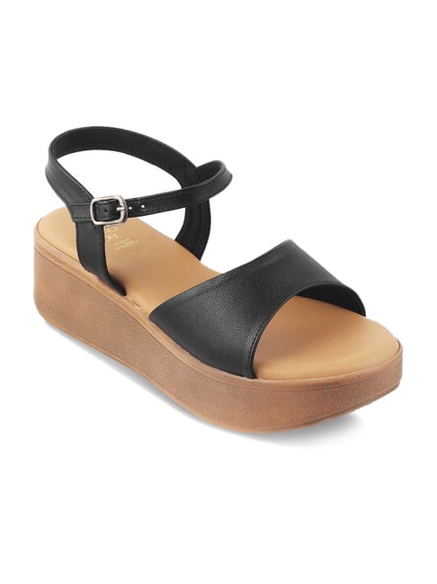 Tresmode Casual Black Wedge Sandals Tresmode Women's Black Ankle