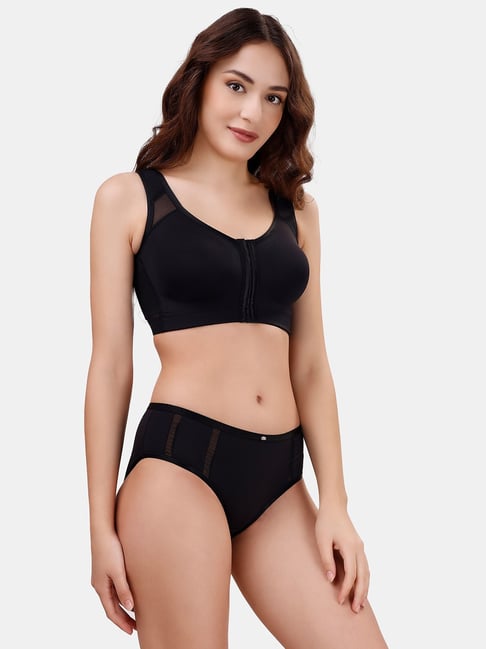 Soie Black Non-Wired Full Coverage Bra & Panty Set-picture-22