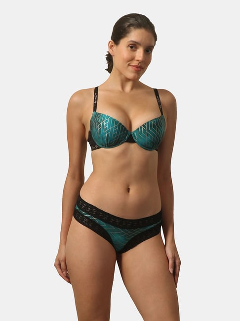 Soie Green Under-Wired Medium Coverage Bra & Panty Set-picture-14