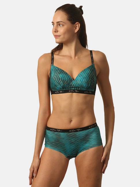 Soie Green Non-Wired Full Coverage Bra & Panty Set