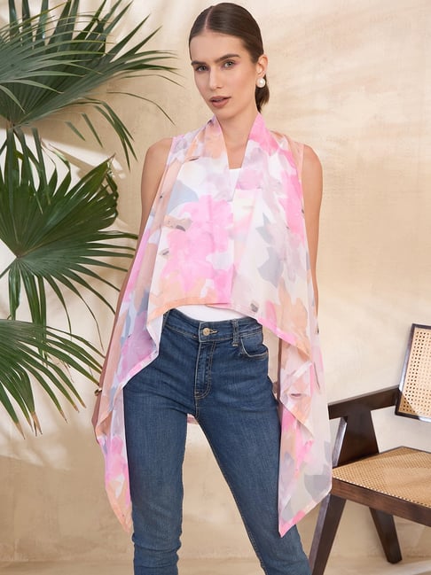 KASSUALLY Pink Floral Print Shrug