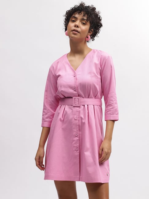 Elle Pink Regular Fit Shirt Dress-picture-24