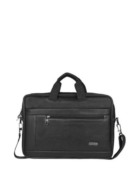 Harissons Rendition Black Leather Solid Laptop Messenger Bag