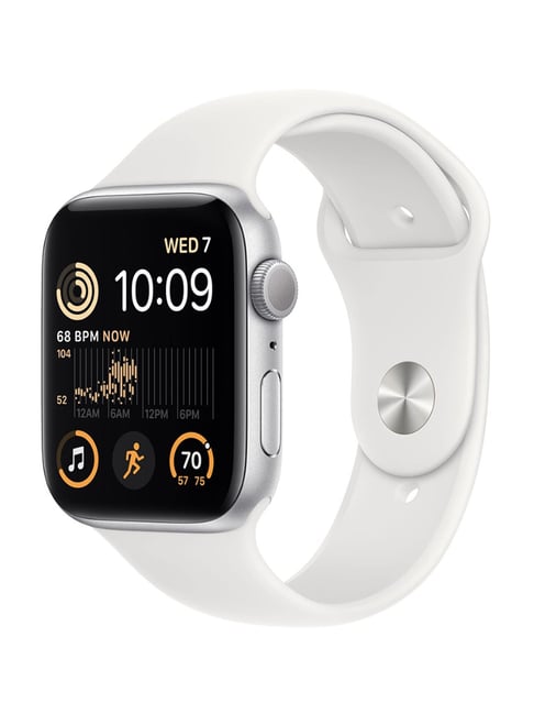 Apple Watch SE 2nd Gen GPS 44 mm Smartwatch with Fitness Sleep Tracker  (White Sport Band)