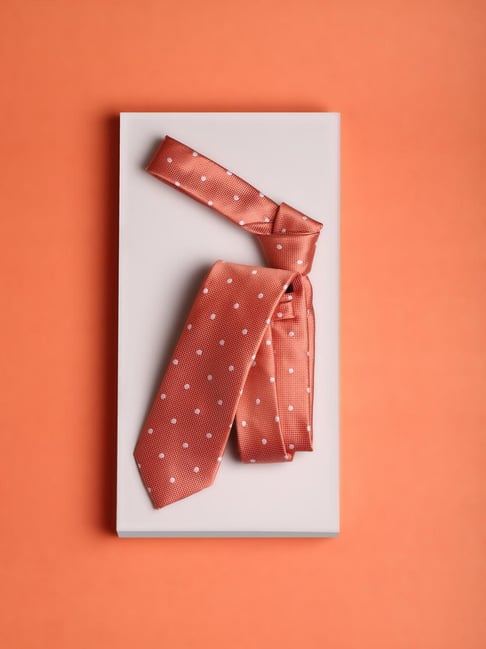 Louis Philippe Orange Polyester Tie-picture-18