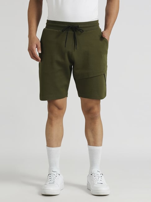 Pepe Jeans Olive Green Cotton Regular Fit Shorts