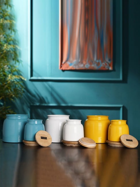 Buy HAZEL Galvanized metal Storage Container with Lid Set of