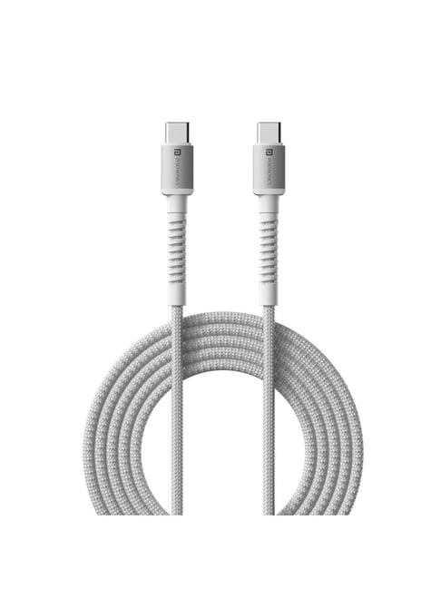 Portronics Konnect X 60W Type C to Type C Unbreakable Nylon Braided Cable (White)