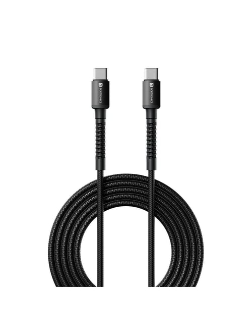 Portronics Konnect X 60W Type C to Type C Unbreakable Nylon Braided Cable (Black)