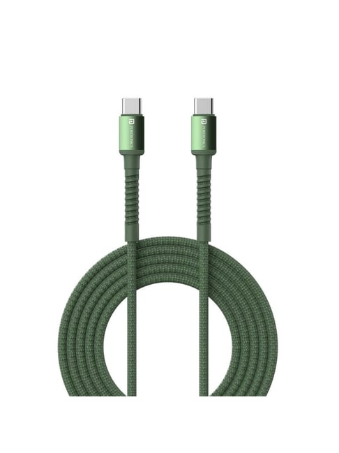 Portronics Konnect X 240W Futuristic Unbreakable Nylon Braided Type C to Type C (Green)