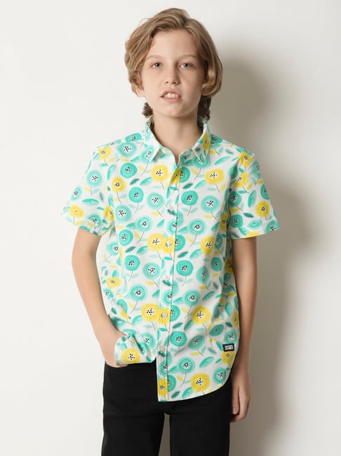 Jack Jones Junior Aqua Blue Printed Shirt