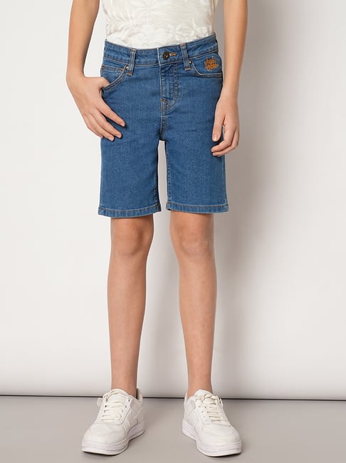 Jack & Jones Junior Blue Solid Denim Shorts-picture-39