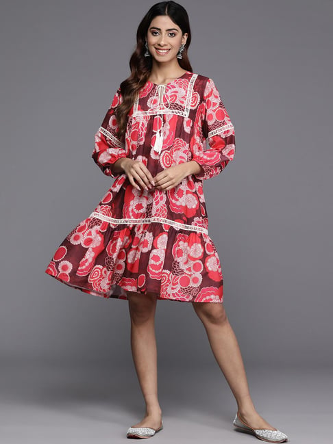 Varanga Pink Cotton Printed A-Line Dress-picture-16