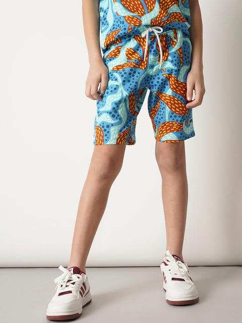 Jack & Jones Junior Blue & Orange Printed Shorts-picture-37
