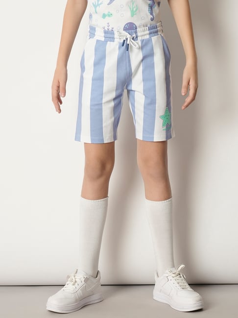 Jack & Jones Junior White & Blue Striped Shorts-picture-28