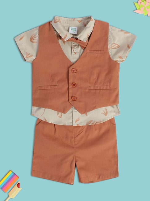 MINIKLUB Kids Brown Printed Shirt Set