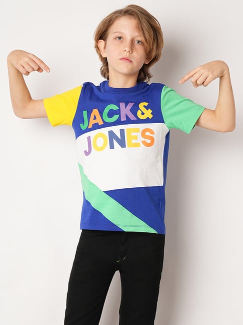 Jack & Jones Junior Blue & White Color Block T-Shirt-picture-24